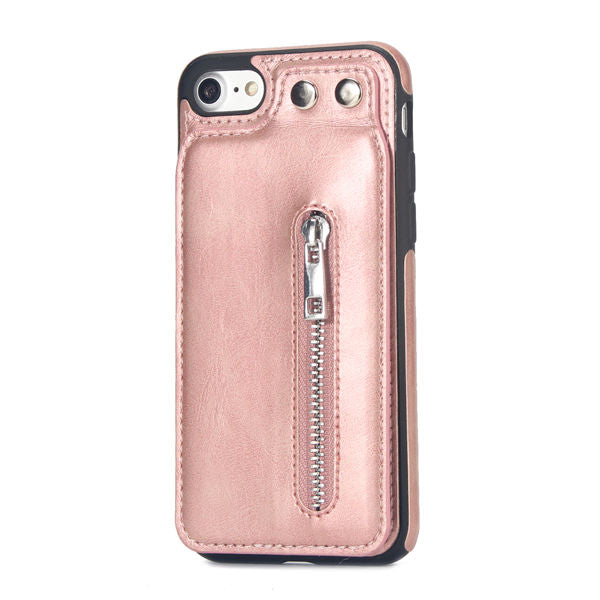 Cases For iPhone X 8 7 6S 6 Plus 5S SE Fashion zipper Leather Phone Case Card Holder Wallet Cover