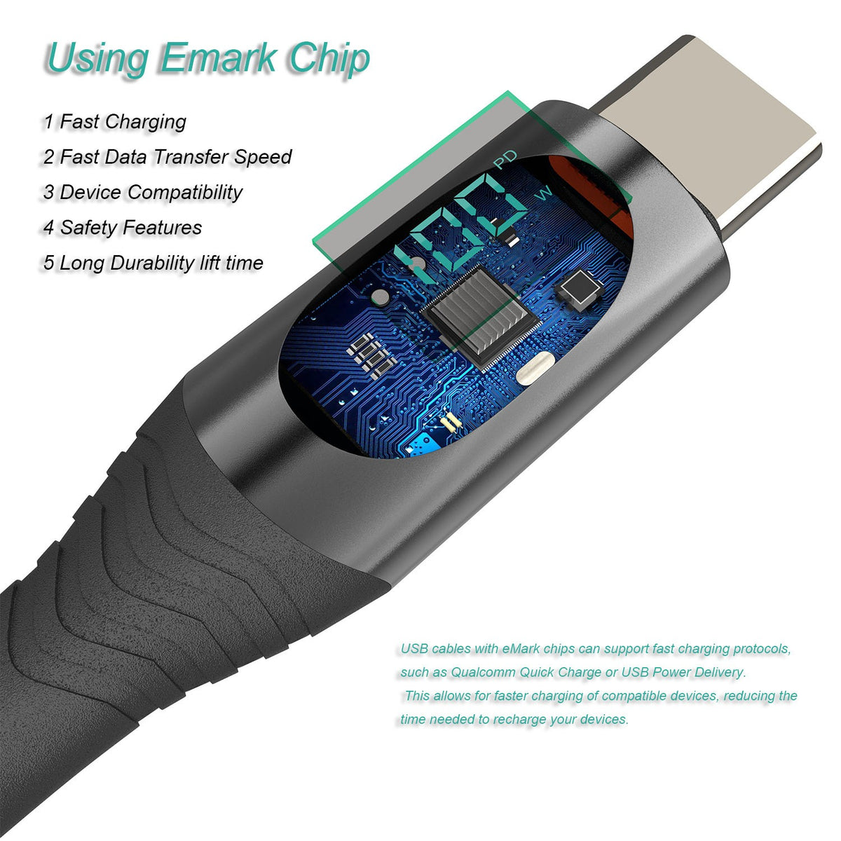 100W digital data cable suitable for Apple 27W mobile phone 15 fast charging cable, dual-type-c to USB-C conversion