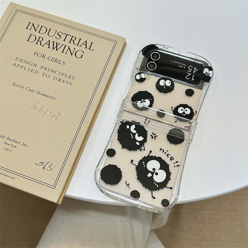 Small waist cute coal ball new three piece set suitable for Samsung Galaxy zflip3/4 5/67 generation phone cases