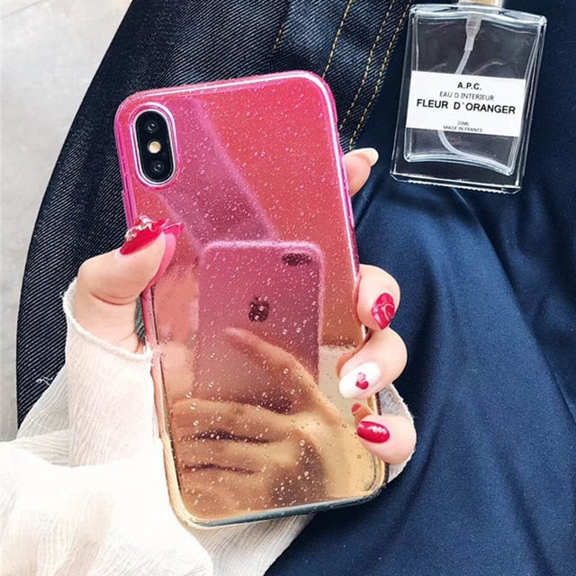 Phone Case For iPhone X XR XS Max 8 7 6 6s Plus Funny Water Drop Cover Colorful Gradient Rainbow Cases