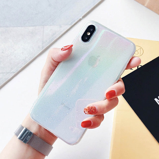 Phone Case For iPhone X XR XS Max 8 7 6 6s Plus Funny Water Drop Cover Colorful Gradient Rainbow Cases