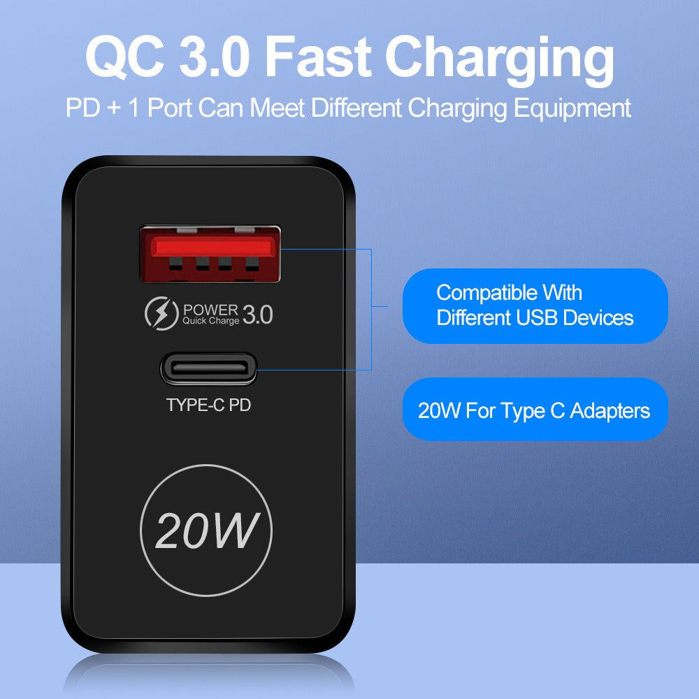 20W fast charging PD QC3.0 mobile phone charger charging head