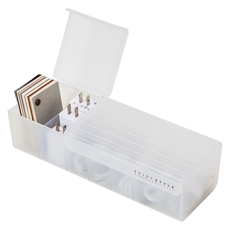 Desktop Data Cable Storage Box Mobile Phone Charger Charging Cable Sorting Grid Winder Power Cord Storage Box
