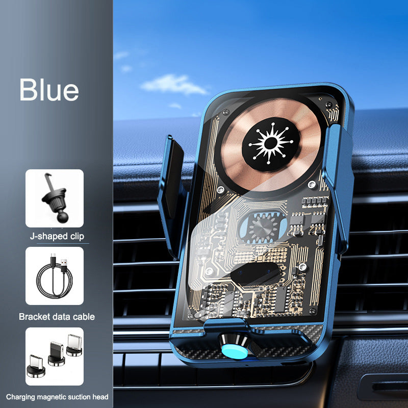 C11 car holder wireless phone charger infrared induction opening and closing navigation punk style transparent phone holder