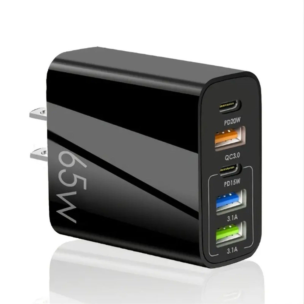 Standard PD65W mobile phone charger 4A type-c PD+3USB multi port European, American, English travel charging head
