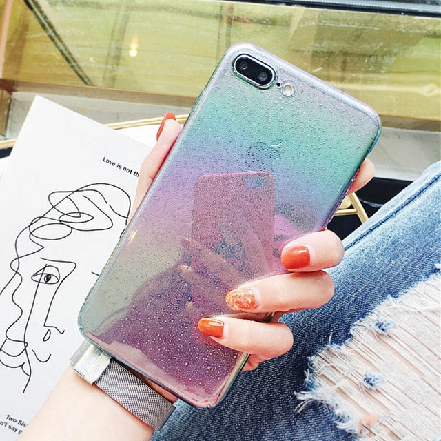 Phone Case For iPhone X XR XS Max 8 7 6 6s Plus Funny Water Drop Cover Colorful Gradient Rainbow Cases