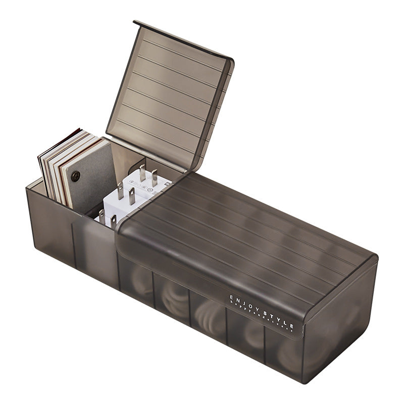 Desktop Data Cable Storage Box Mobile Phone Charger Charging Cable Sorting Grid Winder Power Cord Storage Box