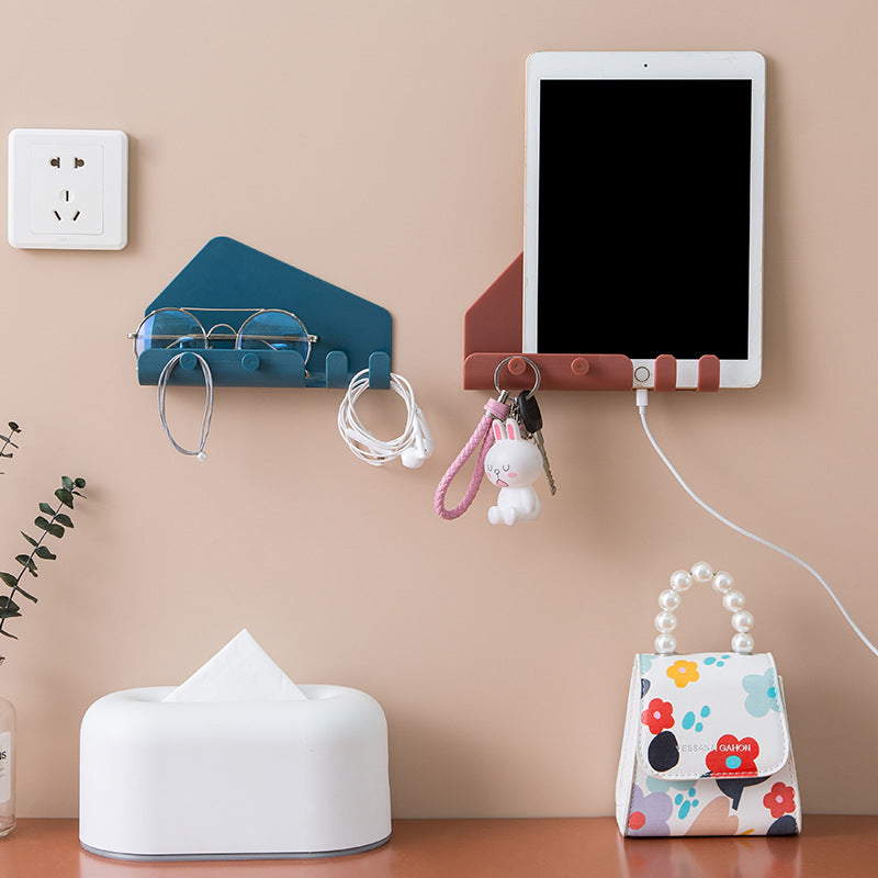Large Stick Type Creative Mobile Phone Tablet Charging Bracket Behind The Door Bedroom Seamless Storage Hook 4 Hook Storage Rack
