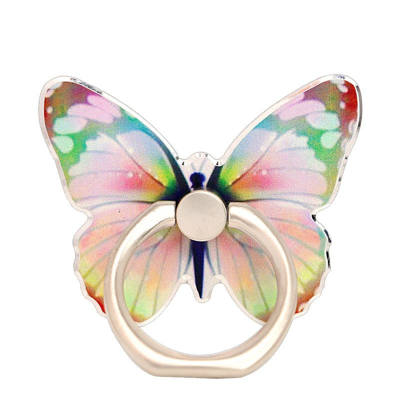 Mobile phone holder with butterfly colored painted cartoon cute and creative new ring buckle for mobile phone holder