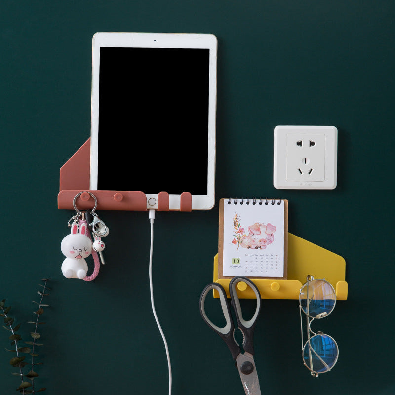 Large Stick Type Creative Mobile Phone Tablet Charging Bracket Behind The Door Bedroom Seamless Storage Hook 4 Hook Storage Rack