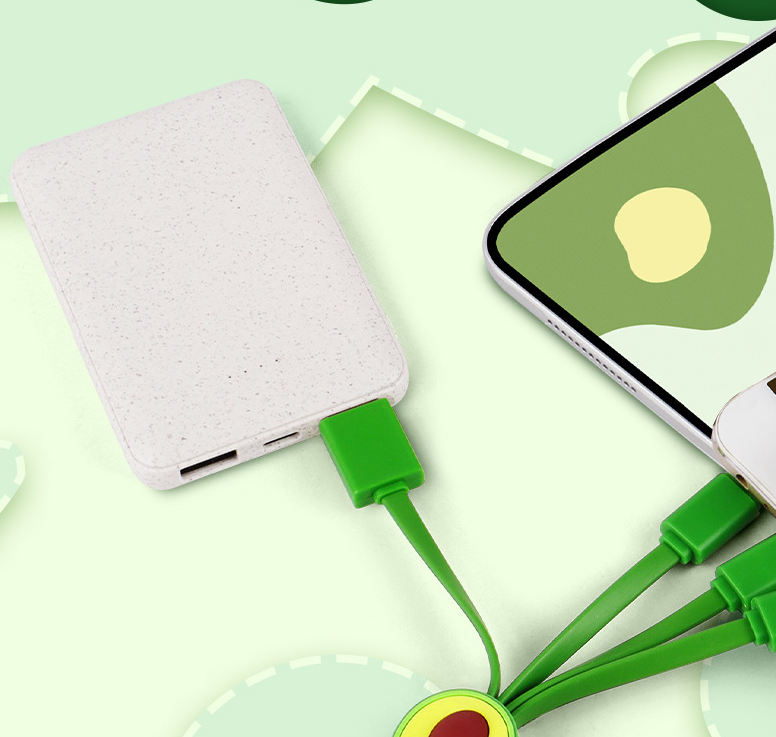 Little Fresh Cartoon Data Cable Avocado Phone Data Cable Cute Girl One to Three Fruit Fast Charging Cable